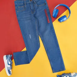 Pantaloons Junior Boys Mid-Rise Mildly Distressed Light Fade Jeans-image-0