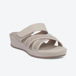 Biba Women Beige Embellished Open Toe Flats with Laser Cuts-16