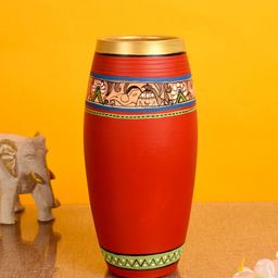 AAKRITI ART CREATIONS Red Madhubani Print Vase-image-23