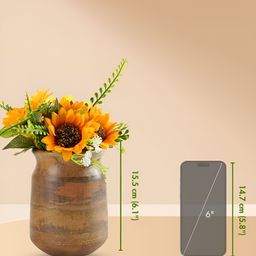 BEHOMA Brown Wooden Round Shaped Flower Vase-15