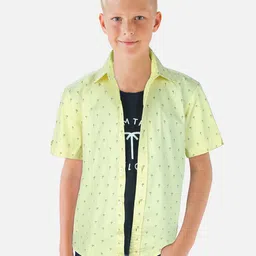 Palm Tree Boys Micro Ditsy Printed Cotton Casual Shirt-image-94
