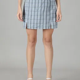 smisingbee Checked Cotton Straight Skirt-image-74