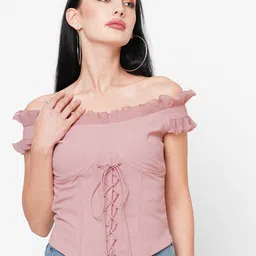 MISH Pink Off-Shoulder Bardot Top-image-52