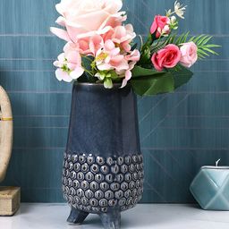 Aura Blue Ceramic Flower Vase-image-66