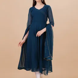 PMD Fashion Gotta Patti Georgette Anarkali Kurta With Dupatta-picture-42