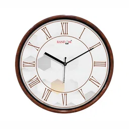 RANDOM White & Brown Printed Contemporary Wall Clock-48