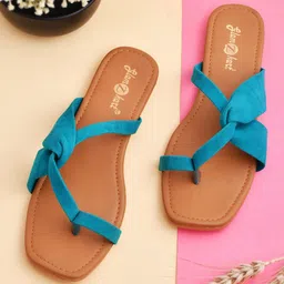 GLAMZKART Strappy Velvet One Toe Flats-picture-33