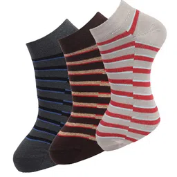 Dollar Socks Men Pack of 3 Assorted Striped Cotton Ankle-Length Socks-13