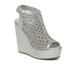 Flat n Heels Silver-Toned Wedge Peep Toes-picture-13