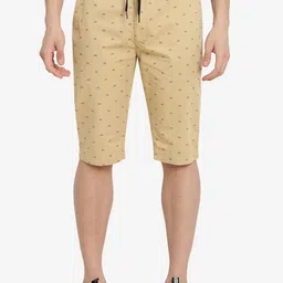 JADE BLUE Men Khaki Printed Slim Fit Shorts-image-61