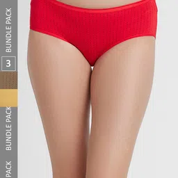 FashionRack Women Pack Of 3 Assorted Printed Cotton Hipster Briefs-image-102
