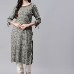 Aarika Abstract Printed Mirror Work Pure Cotton Straight Kurta-33