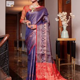 JUST FASHION Ethnic Motif Woven Design Kanjeevaram Zari Saree-image-59