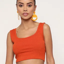 Sugathari women Orange Sheen Crop Top-image-68