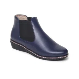VALIOSAA Women Navy Blue Solid Heeled Boots-picture-33