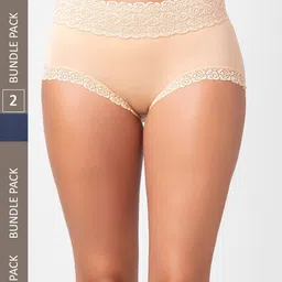 NOIRA Women Pack Of 2 Assorted Cotton Laced Hipster Briefs-image-89