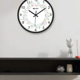 OLIVE TREE Black & White Printed Round Shaped Contemporary Analogue Wall Clock-image-97