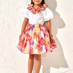Angel & Rocket Girls Floral Printed Pure Cotton A-Line Skirts-image-48