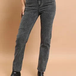 basics by tokyo talkies Tokyo Talkies Women Straight Heavy Fade Clean Look Stretchable Jeans-picture-1