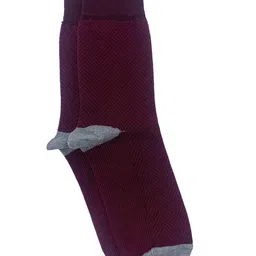 Mint & Oak Men Maroon Patterned Above Ankle-Length Socks-4