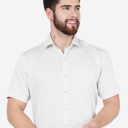 JADE BLUE Micro Disty Printed Pure Cotton Formal Shirt-image-82