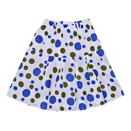 Fashionable Girls Blue & White Polka Dot Printed A-Line Pure Cotton Skirt-picture-14