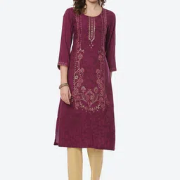 Rangriti Women Purple Ethnic Motifs Printed Kurta-image-92