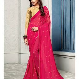 Shaily Pink Ethnic Motifs Pure Chiffon Saree-image-20