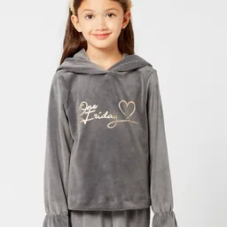One Friday Grey Print Velvet Top-image-50