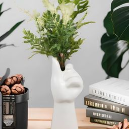 Kaolinite White Hand Shaped Ceramic Flower Vase-image-57