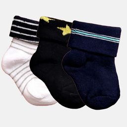 N2S NEXT2SKIN Infant Kids Pack Of 3 Striped Cotton Ankle-Length Socks-image-70