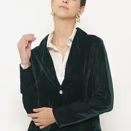 FABNEST Women Teal Green Solid Overcoat-image-68