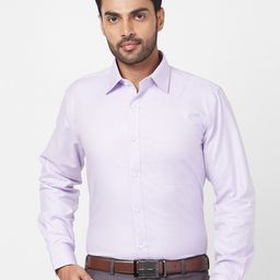 Raymond Contemporary Fit Self Design Spread Collar Cotton Formal Shirt-image-73