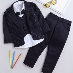 FOURFOLDS Boys Notched Lapel Collar Single-Breasted 3-Piece Suit-image-78