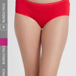 FashionRack Women Pack Of 3 Assorted Seamless Hipster Briefs-image-79
