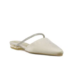 London Rag Women Beige Embellished Mules Flats-image-86