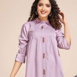 MOJILAA Women Floral Embroidered Shirt Style Top-image-64