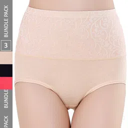PLUMBURY Pack Of 3 Seamless High Waist Tummy Shaper Briefs-image-14