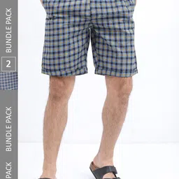 HIGHLANDER Men Pack of 2 Checked Lounge Shorts-picture-4