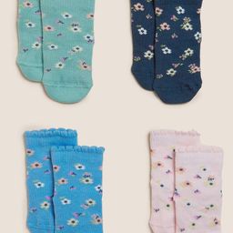 Marks & Spencer Infants Girls Pack Of 4 Assorted Patterned Knitted Ankle-Length Socks-image-101