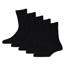 RC. ROYAL CLASS  Kids Pack Of 5 Black Solid Organic Cotton Calf-Length Socks-59