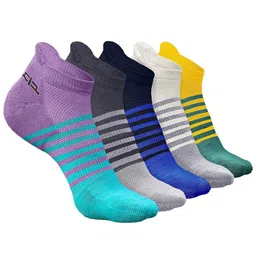 Heelium Men Pack Of 5 Striped Bamboo Odour-Free Ankle Length Socks-image-99