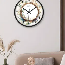 OLIVE TREE Black & White Printed Round Shaped Contemporary Analogue Wall Clock-image-96