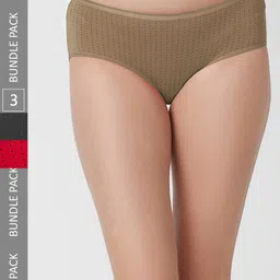 FashionRack Women Pack Of 3 Assorted Printed Cotton Hipster Briefs-image-100