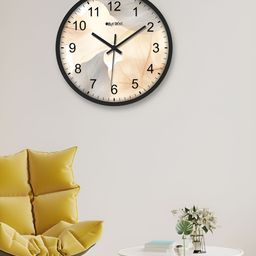 OLIVE TREE Black & Peach Printed Round Shaped Contemporary Analogue Wall Clock-4