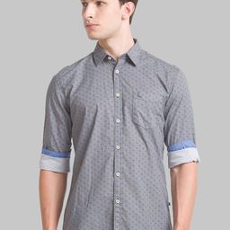 Parx Men Black & Grey Slim Fit Printed Casual Shirt-image-3