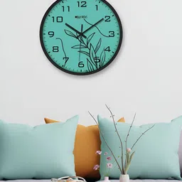 OLIVE TREE Black & Green Printed Round Shaped Contemporary Analogue Wall Clock-image-75