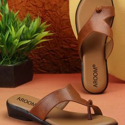 AROOM Women Leather Open One Toe Flats-image-77