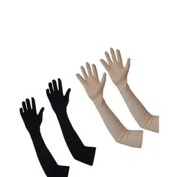 Aadikart Pack Of 2 Cotton Sun Protection Full Hand Gloves-picture-39