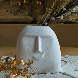NIYARA White Smiley Face Shaped Ceramic Vases-image-20